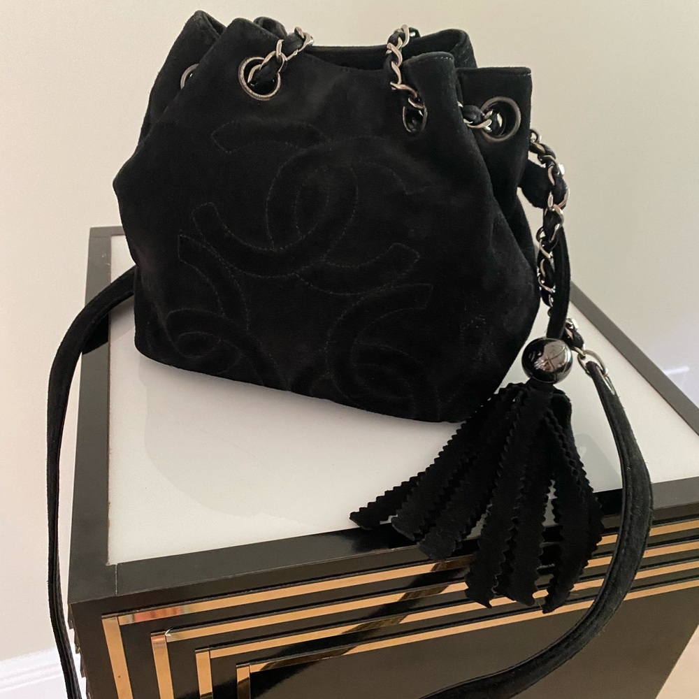 Chanel Rare 90s Micro Mini Drawstring CC Logo Bag